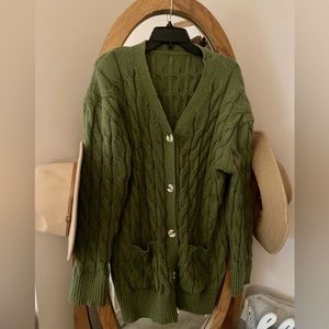 Chunky green button down cardigan